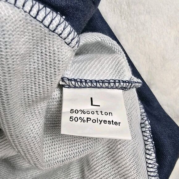 Navy Blue “333” Angel Number Hoodie Sweatshirt Size L Cotton Blend Pullover - Picture 7 of 8